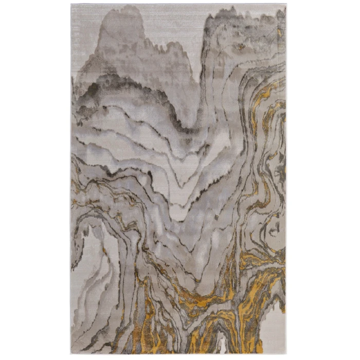 Feizy Waldor Casual Watercolor, Gold/Ivory/Gray, 6'-7" x 9'-6" Area Rug