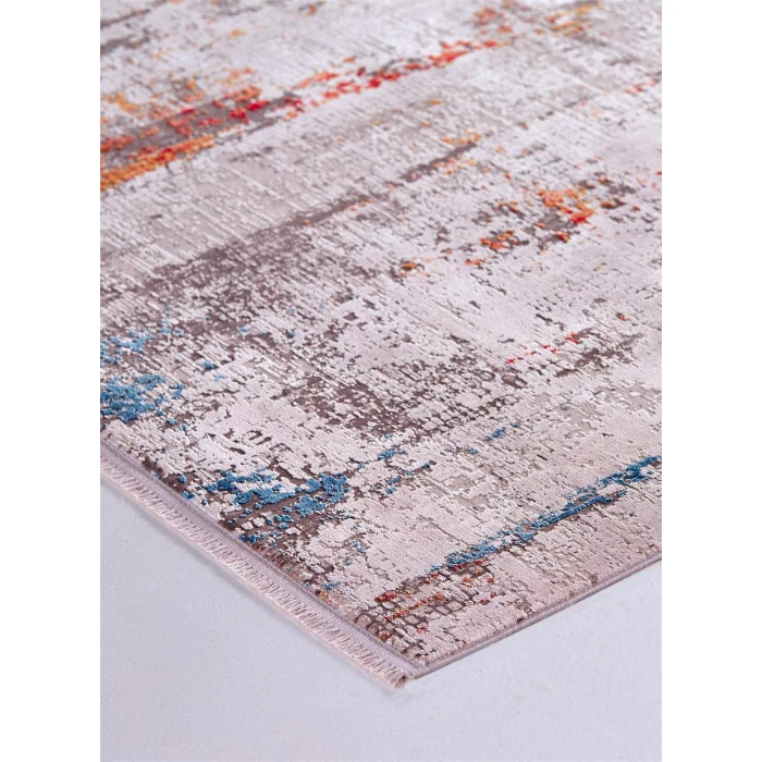 Feizy Cadiz Industrial Abstract, Gray/Red/Blue, 13' x 20' Area Rug