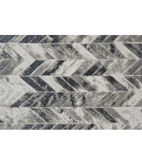 Feizy Micah Industrial Chevron, Black/Gray/Silver, 12' x 18' Area Rug