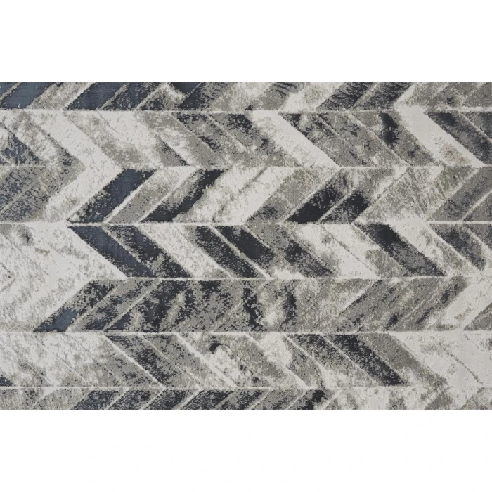 Feizy Micah Industrial Chevron, Black/Gray/Silver, 8' x 10' Area Rug