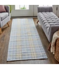 Feizy Jemma Rustic Plaid, Blue/Brown/Ivory, 2'-6" x 8' Runner