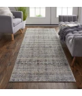 Feizy Kaia Rustic Distressed, Tan/Ivory/Blue, 2'-6" x 12' Runner