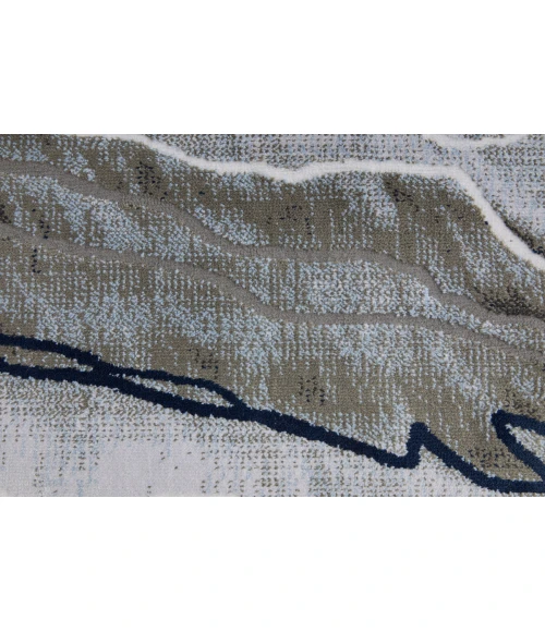 Feizy Gaspar Industrial Abstract, Taupe/Gray/Blue, 6'-7" x 9'-6" Area Rug