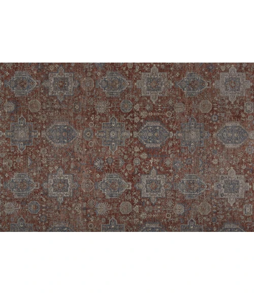 Feizy Marquette Rustic Persian Farmhouse Rug, Rust/Aegean Blue, 5ft x 7ft-2in Area Rug