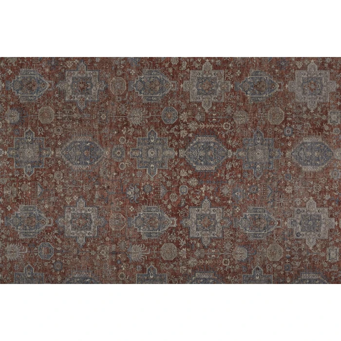 Feizy Marquette Rustic Persian Farmhouse Rug, Rust/Aegean Blue, 2ft-8in x 12ft, Runner