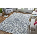 Feizy Belfort Vintage Medallion, Ivory/Blue, 10' x 14' Area Rug