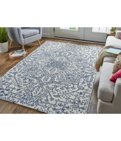 Feizy Belfort 8778F IVORY/NAVY Area Rug 10 ft. X 14 ft. Rectangle