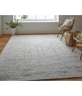 Feizy Navaro Scandinavian Distressed, Ivory/Gray/Blue, 3'-6" x 5'-6" Accent Rug