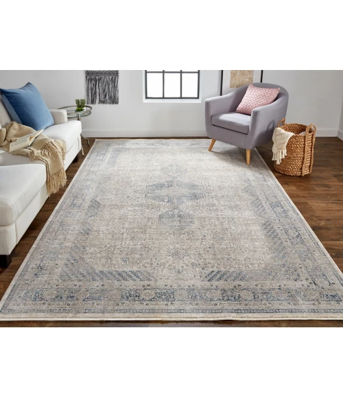 Feizy Marquette Rustic Persian Farmhouse Rug, Warm Gray/Blue, 5ft x 7ft - 2in Area Rug