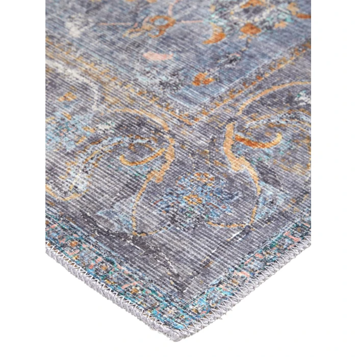 Feizy Percy Vintage Medallion, Blue/Gray/Rose/Rust, 7ft-10in x 9ft-10in Area Rug