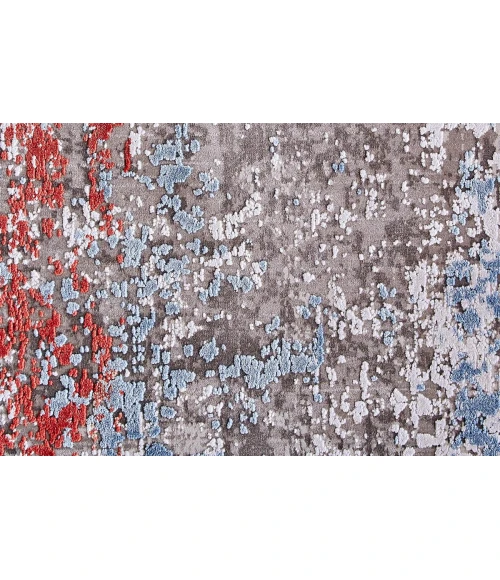Feizy Cadiz Industrial Abstract, Gray/Red/Blue, 13' x 20' Area Rug