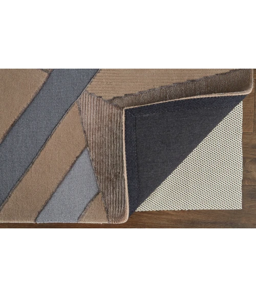Feizy Nash Farmhouse Geometric, Tan/Brown/Blue, 5' x 8' Area Rug