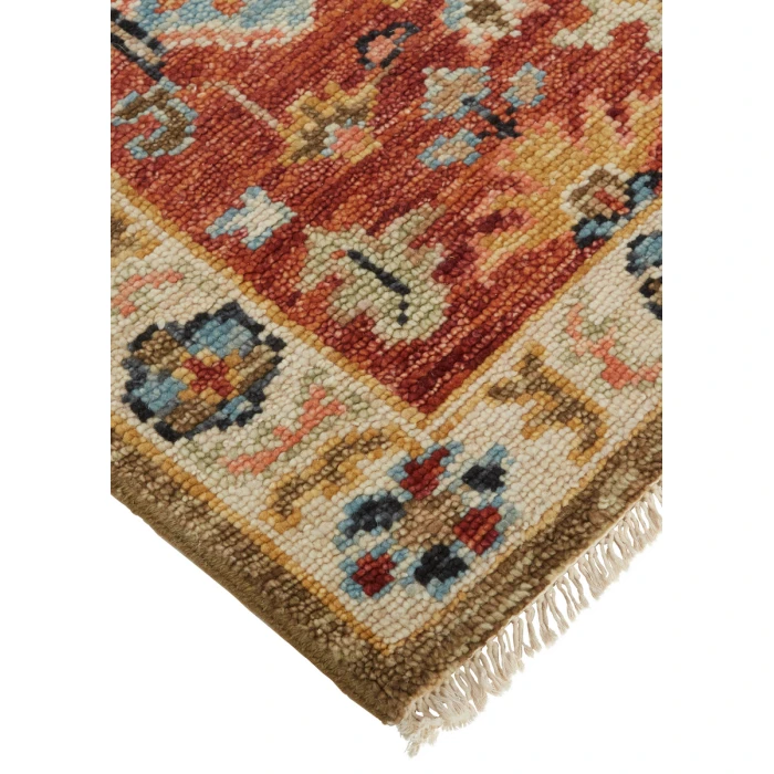 Feizy Carrington Traditional Floral Oushak, Rust Orange/Gray, 2'-6" x 8' Runner