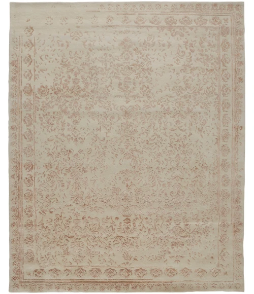 Feizy Bella High/Low Floral Wool Rug, Sand Beige/Blush Pink, 2ft - 6in x 8ft, Runner