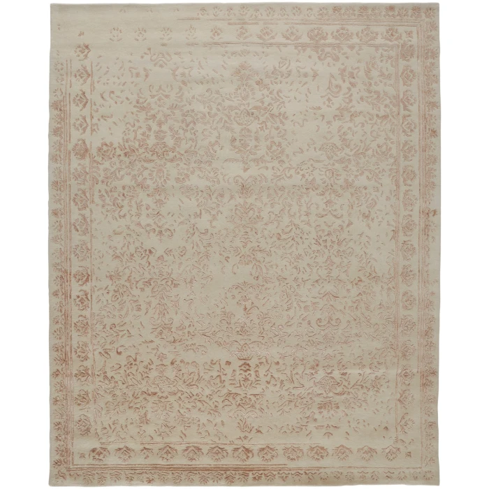 Feizy Bella High/Low Floral Wool Rug, Sand Beige/Blush Pink, 2ft - 6in x 8ft, Runner