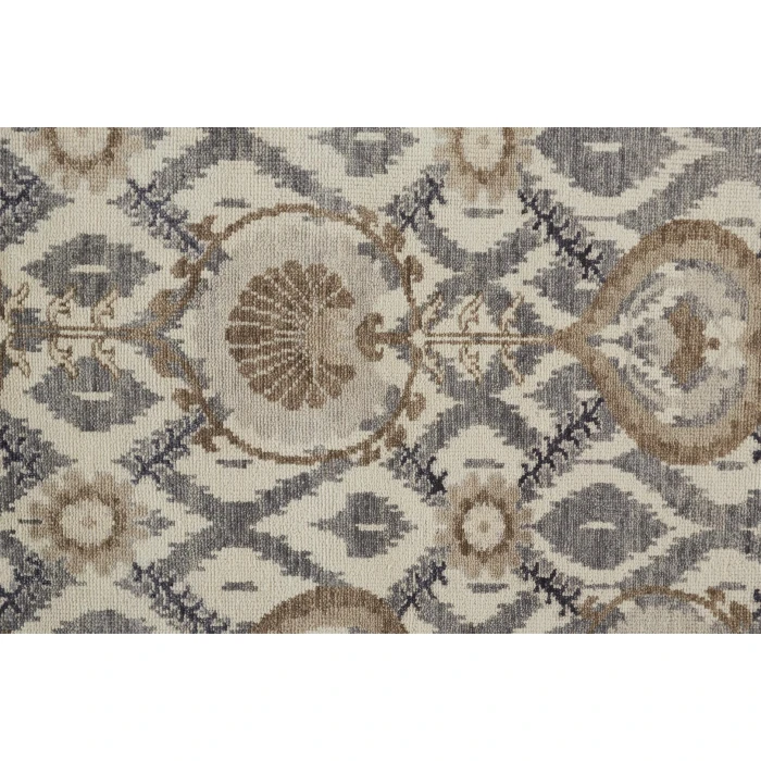 Feizy Beall Luxury Wool Rug, Ornamental Ikat, Beige, 11ft - 6in x 15ft Area Rug
