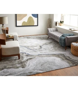 Feizy Gaspar 39KUF GRAY/IVORY Area Rug 6 ft. 7 in. X 9 ft. 6 in. Rectangle