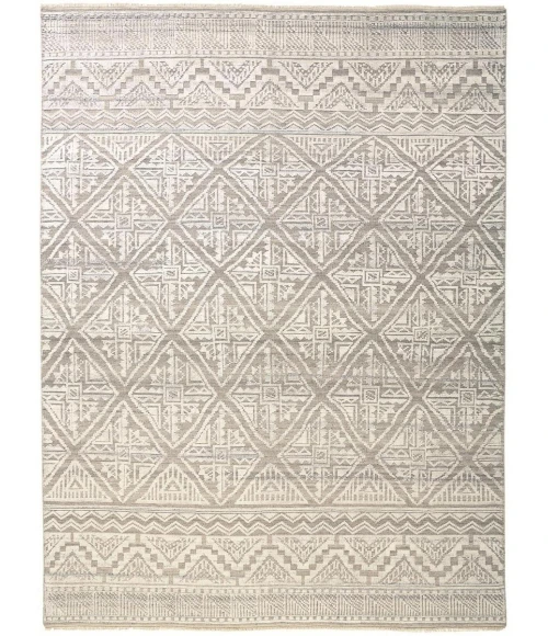 Feizy Payton Farmhouse Diamond, Ivory/Tan/Gray, 9'-6" x 13'-6" Area Rug