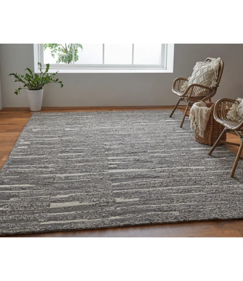 Feizy Navaro Scandinavian Abstract, Gray/Taupe/Ivory, 2' x 3' Area Rug