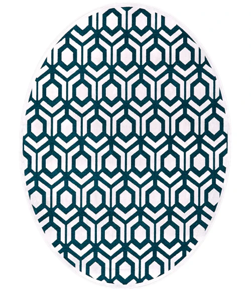 Feizy Saphir Mira TEAL/WHITE 6803498F 7 ft. 6 in. X 7 ft. 6 in. Round Rug