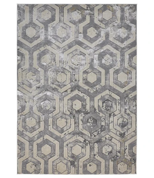 Feizy Micah Luxury & Glam Distressed, Gray/Taupe/Silver, 12' x 18' Area Rug