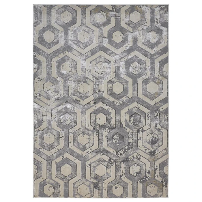 Feizy Micah Luxury & Glam Distressed, Gray/Taupe/Silver, 13' x 20' Area Rug