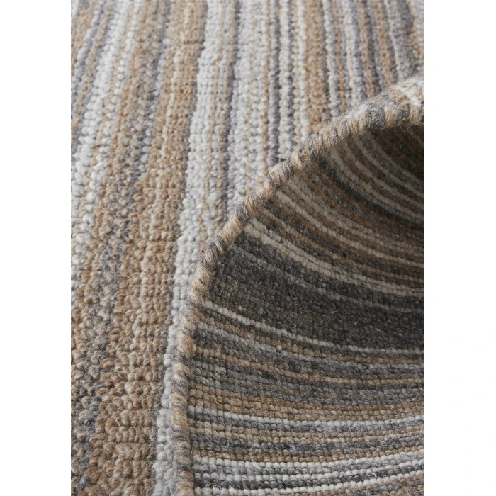 Feizy Keaton Handmade Striped Wool Rug, Neutral Tan/Silver Gray, 5ft x 8ft Area Rug