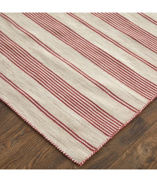 Feizy Duprine Casual Stripes, Red/Ivory, 10' x 14' Area Rug