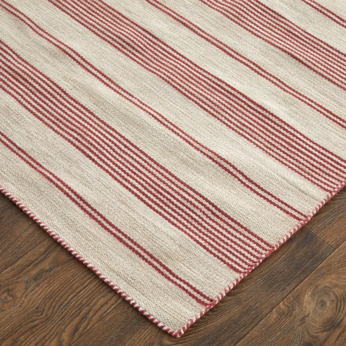 Feizy Duprine Casual Stripes, Red/Ivory, 8' x 11' Area Rug