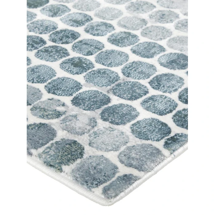Feizy Atwell Contemporary Abstract Dot Accent Rug, Teal Blue/Silver Gray, 3ft x 5ft