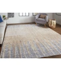 Feizy Laina Industrial Gradient & Ombre, Tan/Brown/Blue, 9'-8" x 12'-8" Area Rug