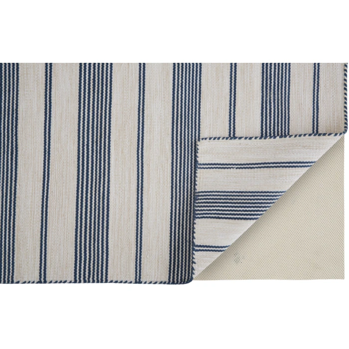 Feizy Duprine Casual Stripes, White/Ivory/Blue, 10' x 14' Area Rug