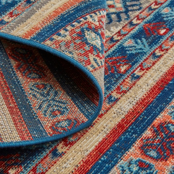 Feizy Nolan Vinatge Style Tribal Kazak Rug, Classic Blue/Ochre Red, 12ft-10in x 15ft