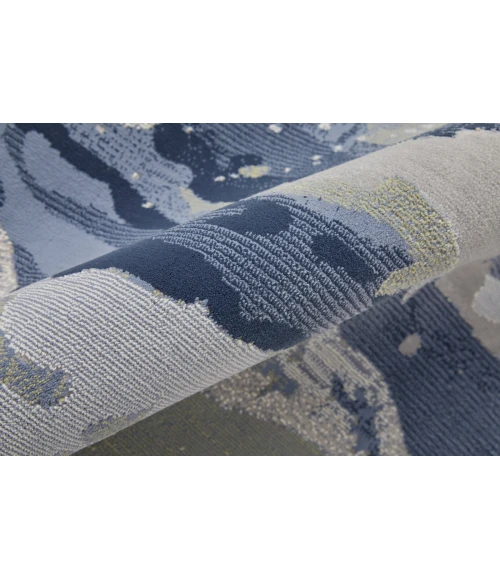 Feizy Clio Industrial Abstract, Blue/Gray/Ivory, 2'-9" x 7'-10" RUNNER Runner