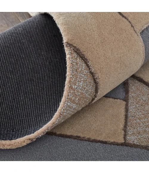 Feizy Nash Farmhouse Geometric, Tan/Brown/Blue, 5' x 8' Area Rug