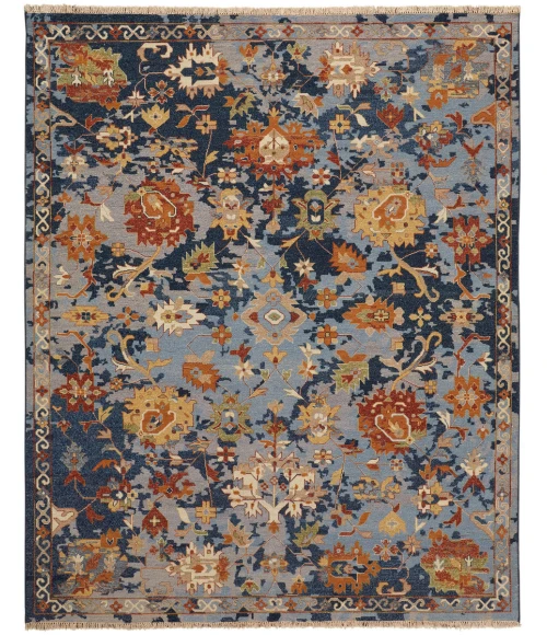 Feizy Leylan Vintage Floral & Botanical, Blue/Orange/Red, 2'-6" x 10' Runner