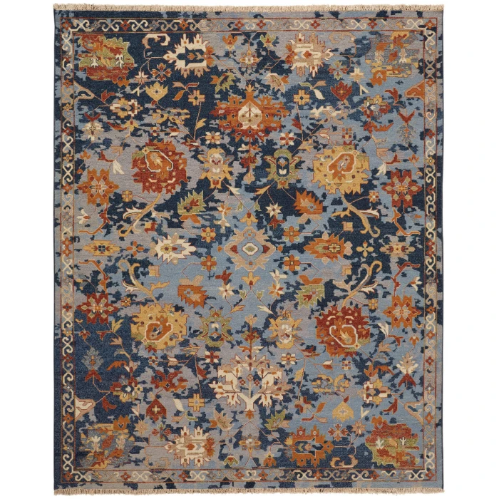 Feizy Leylan Vintage Floral & Botanical, Blue/Orange/Red, 3'-6" x 5'-6" Area Rug