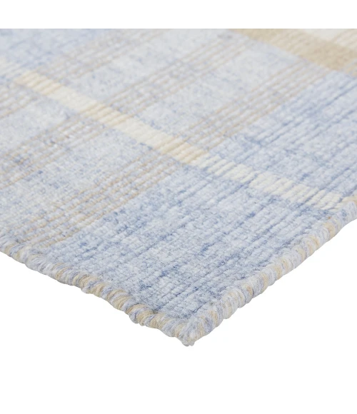 Feizy Jemma Rustic Plaid, Blue/Brown/Ivory, 2'-6" x 8' Runner