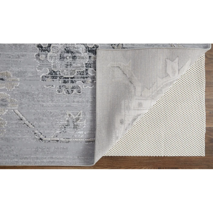 Feizy Macklaine Transitional Metallic Rug,Silver Gray/Ivory, 12ft x 15ft Area Rug