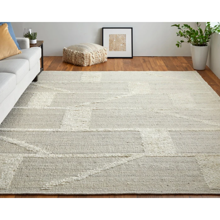 Feizy Ashby Farmhouse Geometric, Tan/Ivory, 2'-6" x 8' Runner