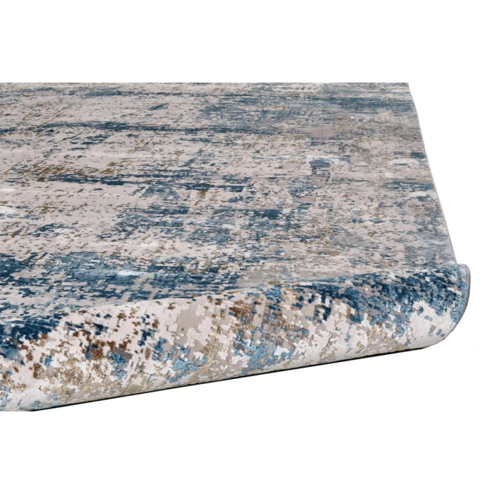 Feizy Cadiz Industrial Abstract, Ivory/Tan/Blue, 12' x 18' Area Rug