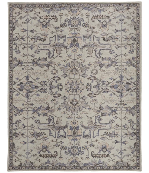 Feizy Fallon Rustic Farmhouse Rug, Light Gray/Cornflower Blue, 5ft x 8ft
