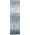 Feizy Cadiz Casual Abstract, Blue/Gray/Silver, 3'-1" x 10' Runner