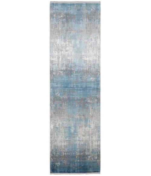 Feizy Cadiz Casual Abstract, Blue/Gray/Silver, 3'-1" x 10' Runner