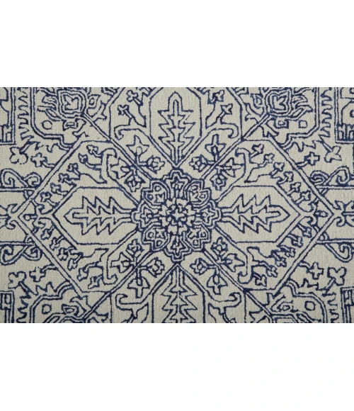 Feizy Belfort Vintage Medallion, Ivory/Blue, 10' x 14' Area Rug