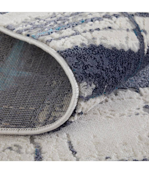 Feizy Indio Industrial Abstract, Ivory/Blue/Gray, 2'-10" x 7'-10" Runner