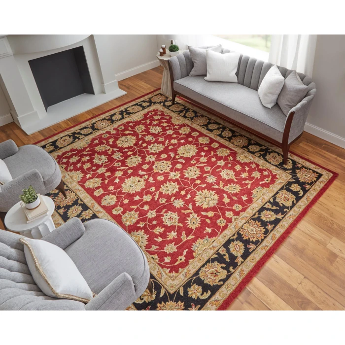 Feizy Wagner Classic Oriental, Red/Black/Gold, 5' x 8' Area Rug