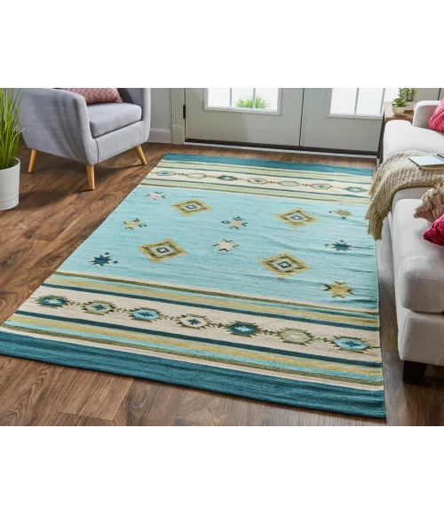 Feizy Dharma Southwestern, Blue/Green/Tan, 8' x 10' Area Rug