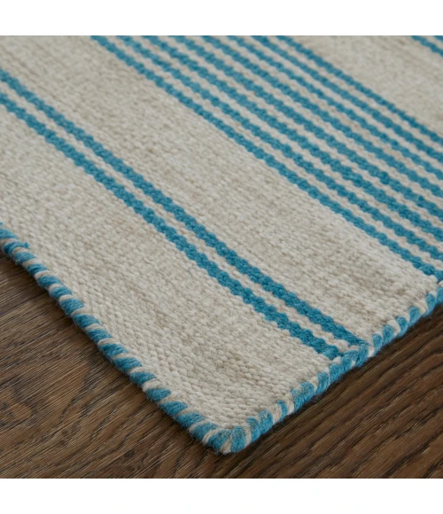 Feizy Duprine Casual Stripes, Ivory/Blue, 8' x 11' Area Rug