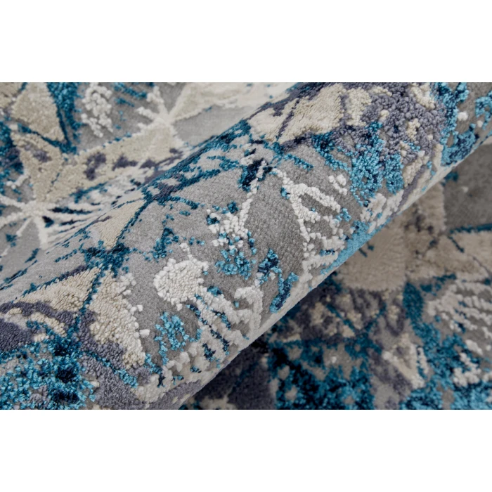 Feizy Indio Bohemian & Eclectic Diamond, Blue/Ivory/Gray, 2'-10" x 7'-10" Runner
